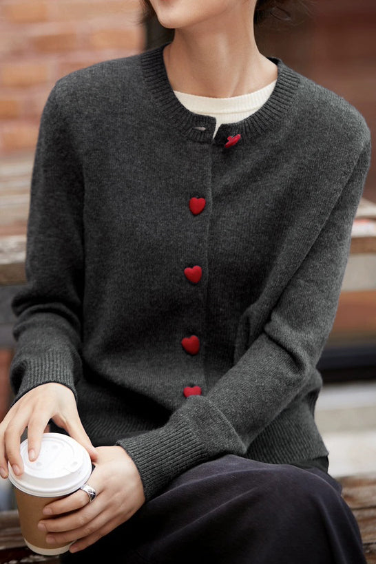 Casual Vielseitiger Farbblock Knopf Cardigan