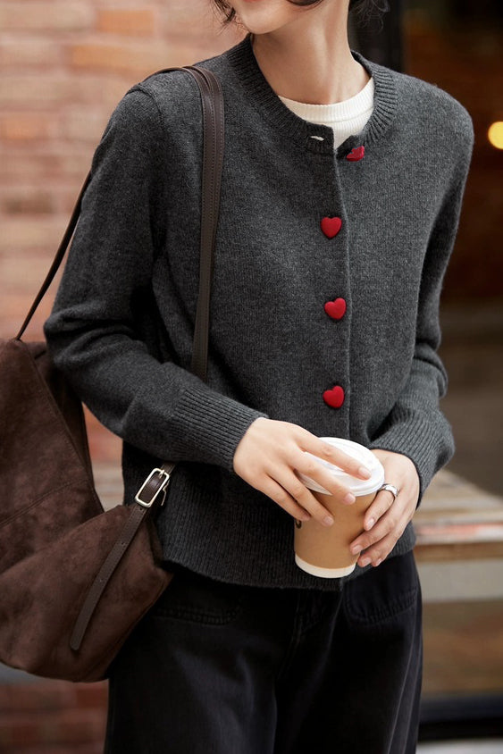 Casual Vielseitiger Farbblock Knopf Cardigan