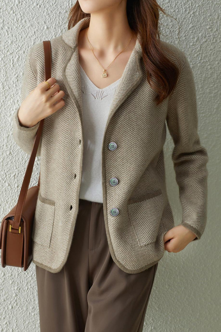 Lässiger vielseitiger Anzugkragen kurzer Mantel