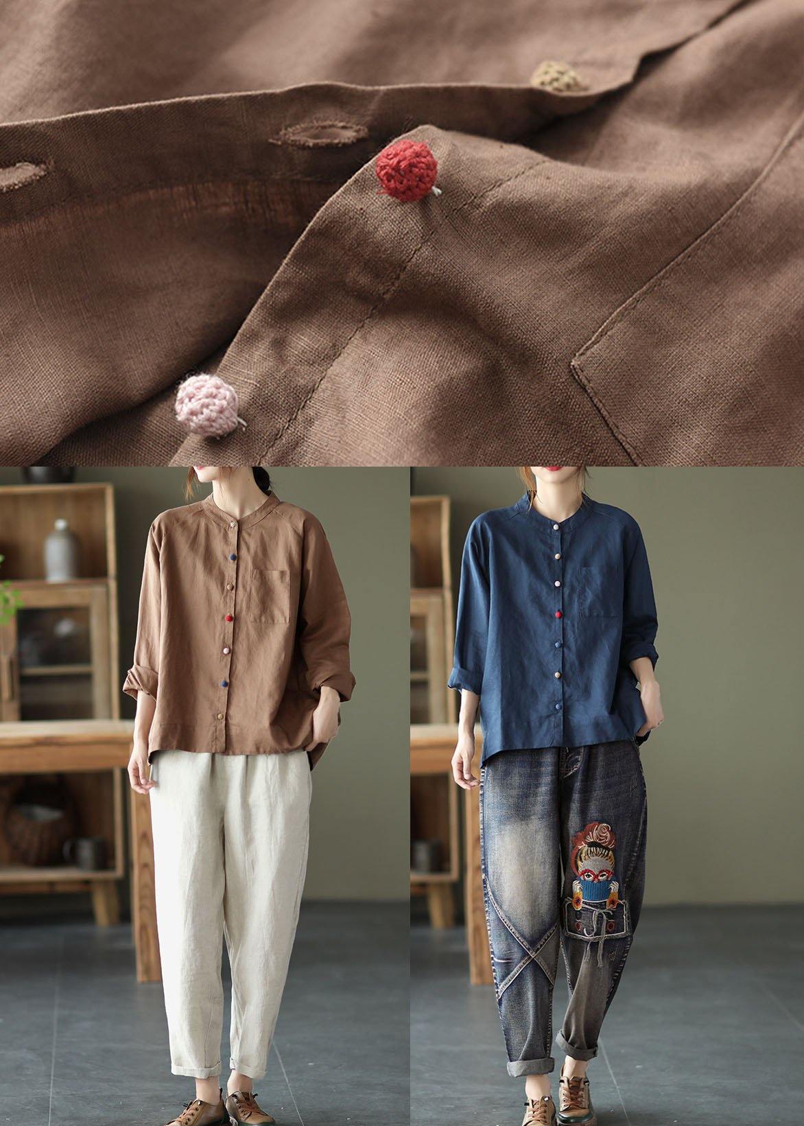 Moderne Weiße Lockere Patchwork Taschen Herbst Langarm Bluse Top