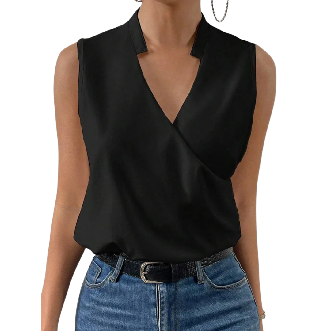 Noelle V-Ausschnitt Elegante Crossover Ärmellose Bluse