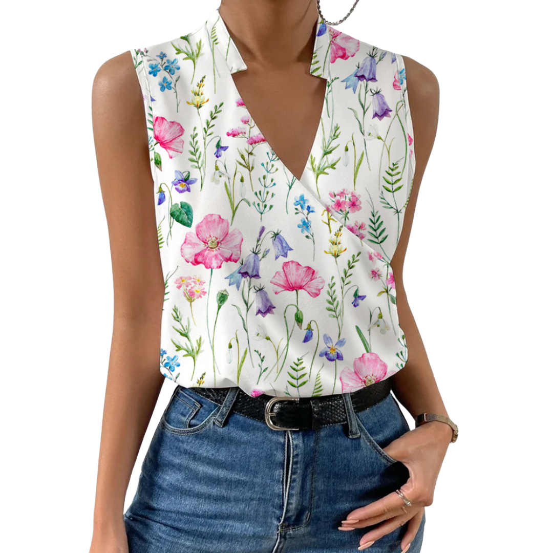 Noelle V-Ausschnitt Elegante Crossover Ärmellose Bluse