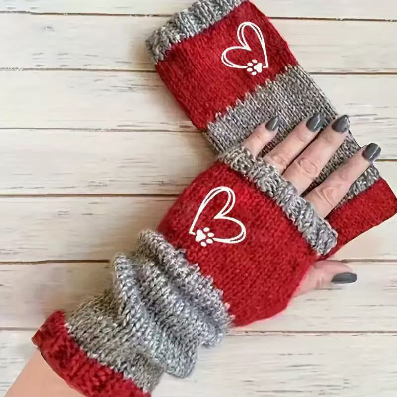 Warme Herzmuster-Handschuhe