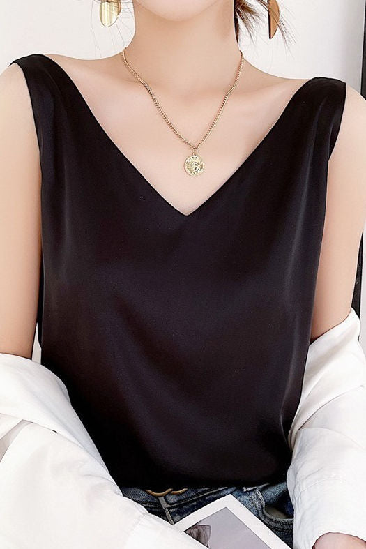 Doppelträger V-Ausschnitt Tanktop