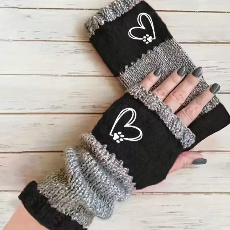 Warme Herzmuster-Handschuhe
