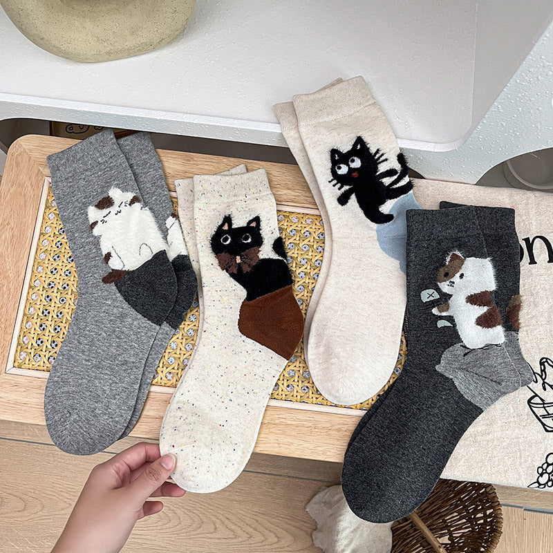 Lässige Katzenmuster-Socken