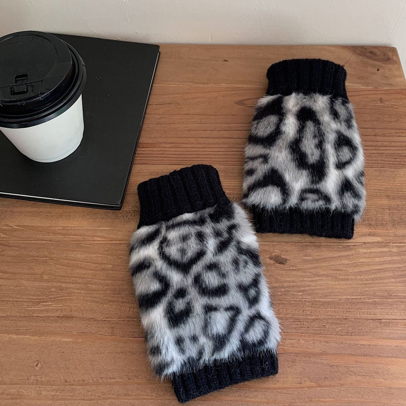 Warme Leopardenmuster-Handschuhe