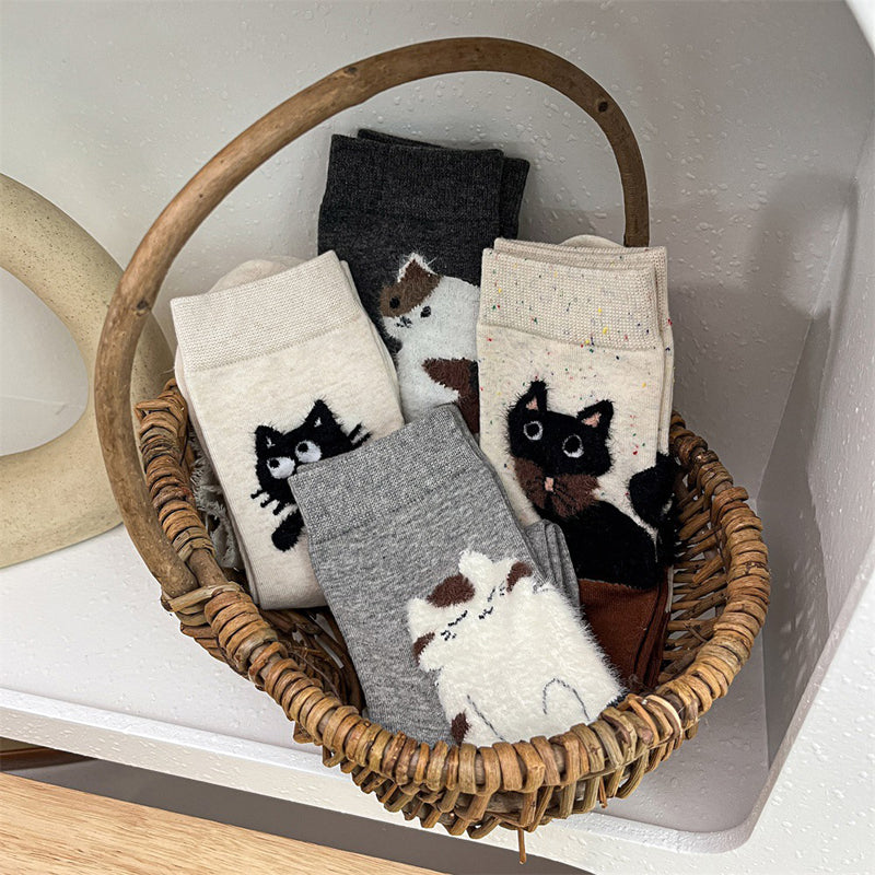 Lässige Katzenmuster-Socken
