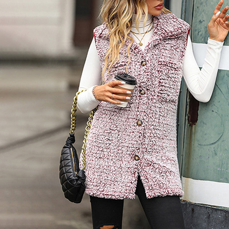 Lässige Plüsch-Weste Cardigan