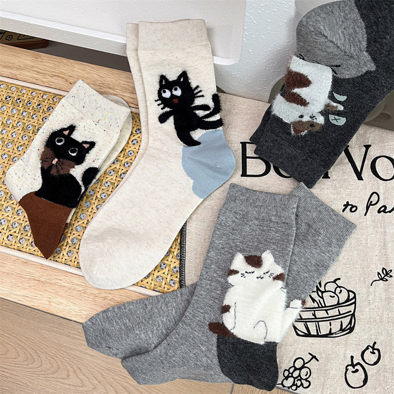 Lässige Katzenmuster-Socken