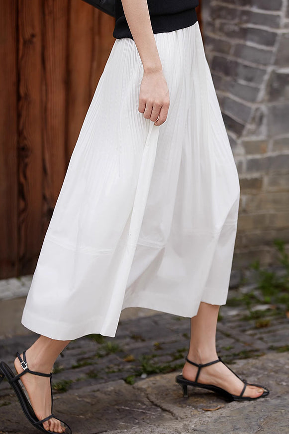 Rüschensaum einfarbiger Faltenrock