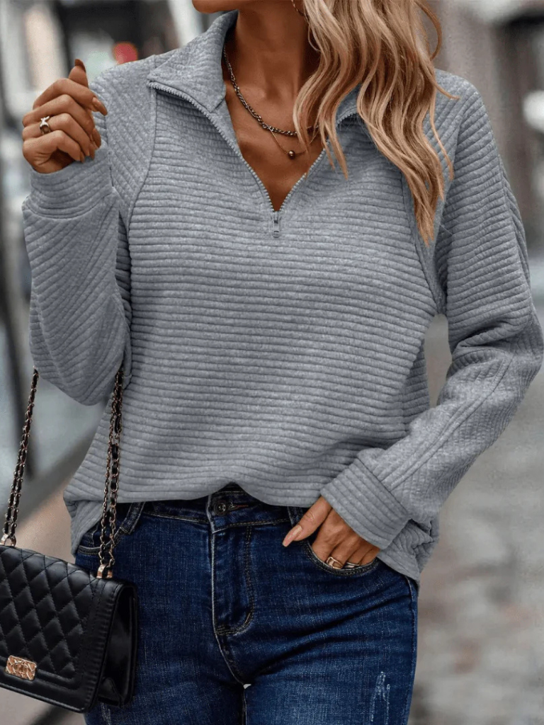 JANITA RIPPED HALB-REISSVERSCHLUSS PULLOVER