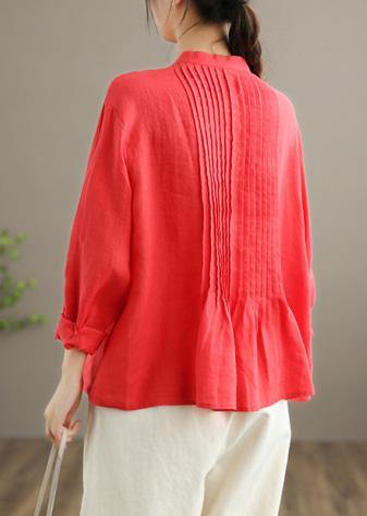 Bio Weißes Leinenhemden Tuniken Frauen Ramie Bluse