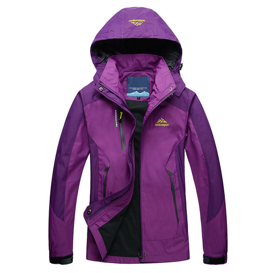 Wasserdichte Outdoor-Jacke mit abnehmbarem Kapuze für Frauen