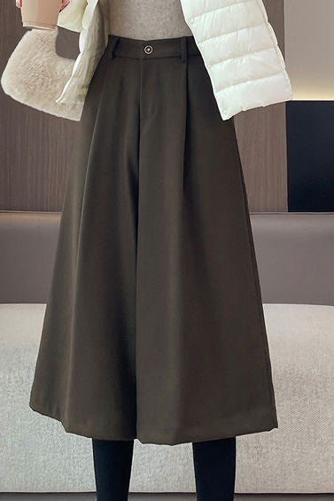 Büro Vielseitige Hochtaillierte Cropped Weite Hosen aus Wollmischung