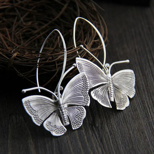 Vintage Silber Schmetterling Ohrringe