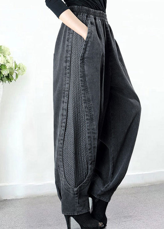 Plus Size Graue Taschen Patchwork Harem Herbst Denim-Hosen