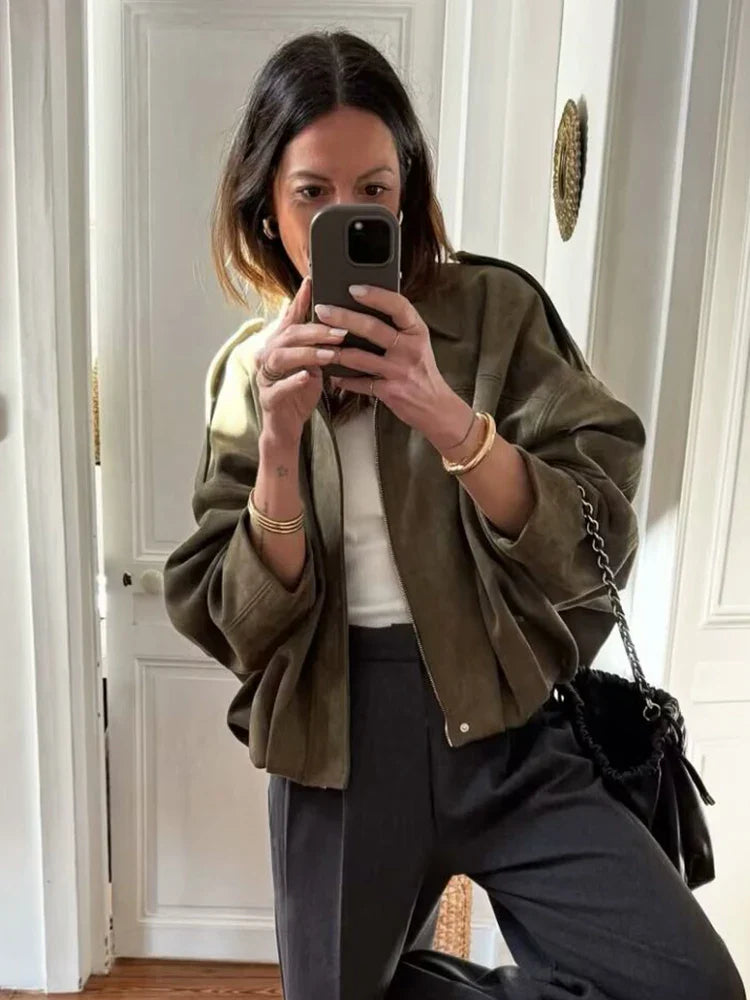 Maribel Weiches Wildleder Bomber