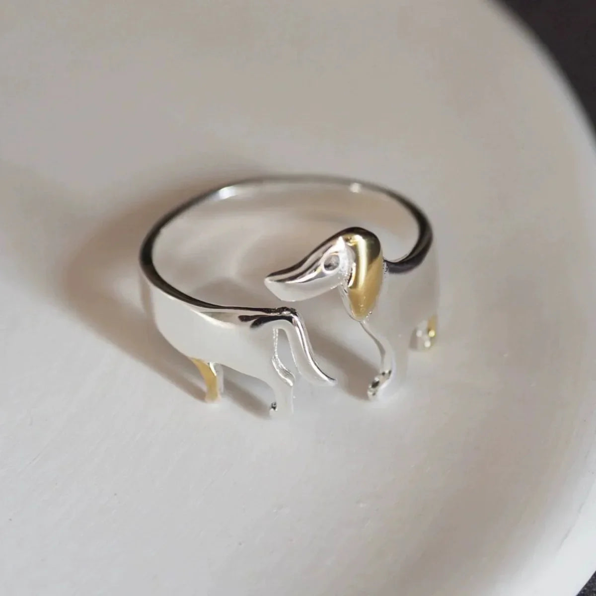 925 Sterling Silber Dachshund Ring – Verstellbare Passform