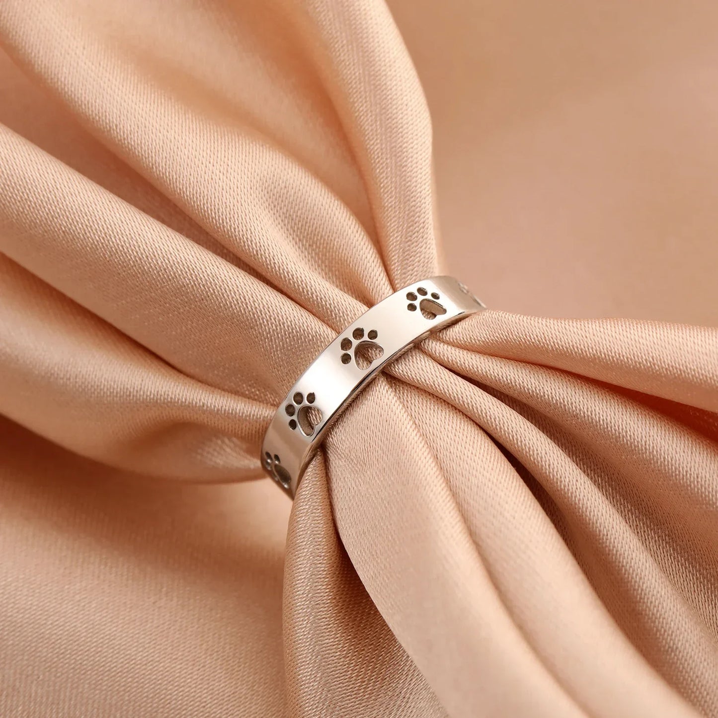 Goldfarbener Pfotenabdruckring – Edelstahl