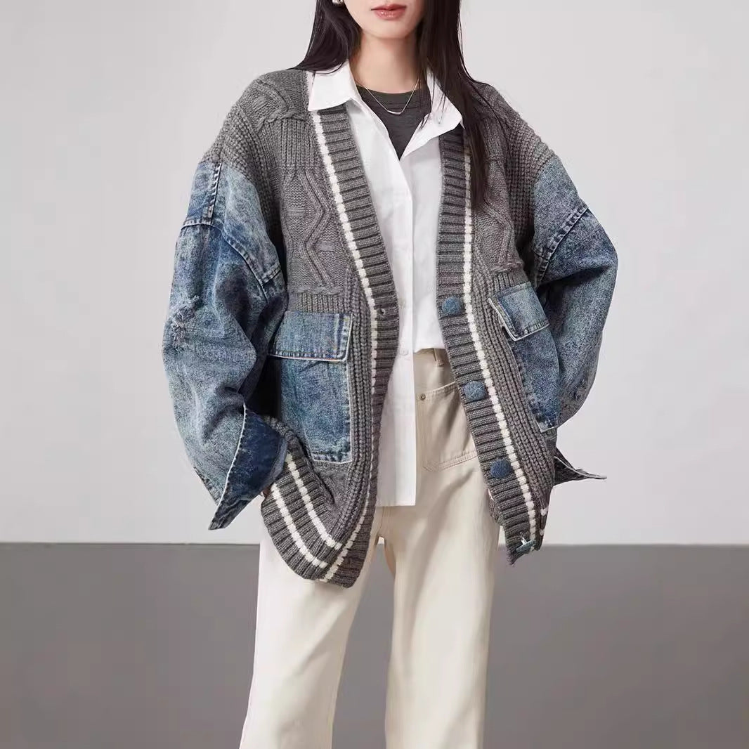 Haselnuss Denim Cardigan