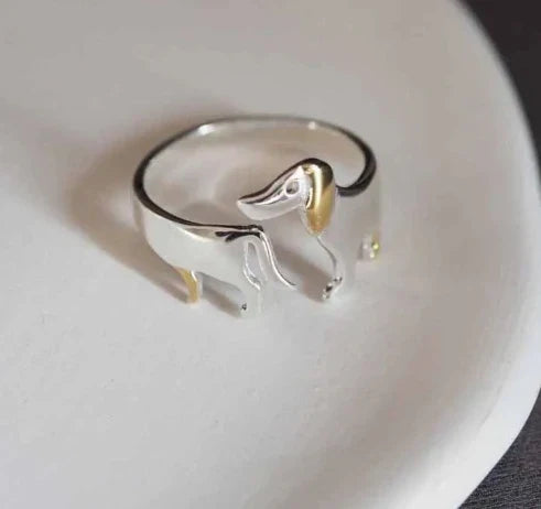 925 Sterling Silber Dachshund Ring – Verstellbare Passform