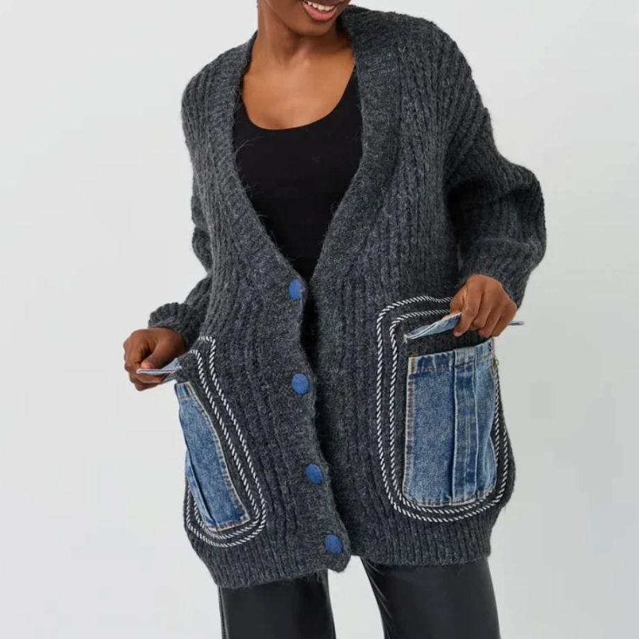 Haselnuss Denim Cardigan