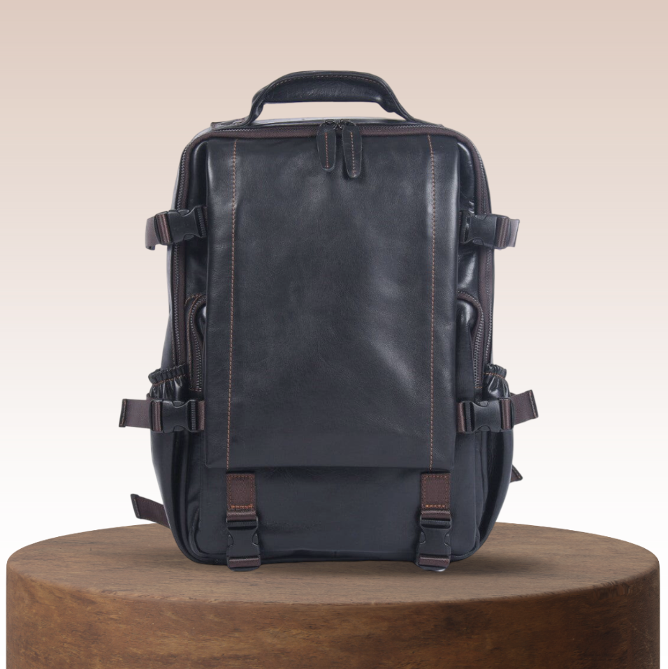 Griffin | Herren Schwarzer Leder Rucksack