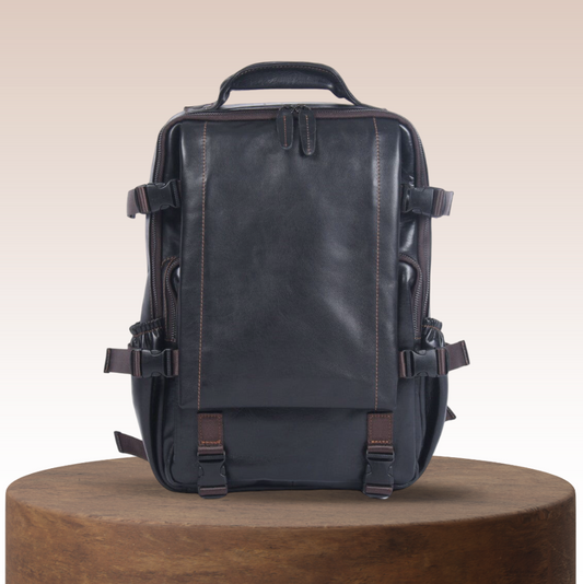 Griffin | Herren Schwarzer Leder Rucksack