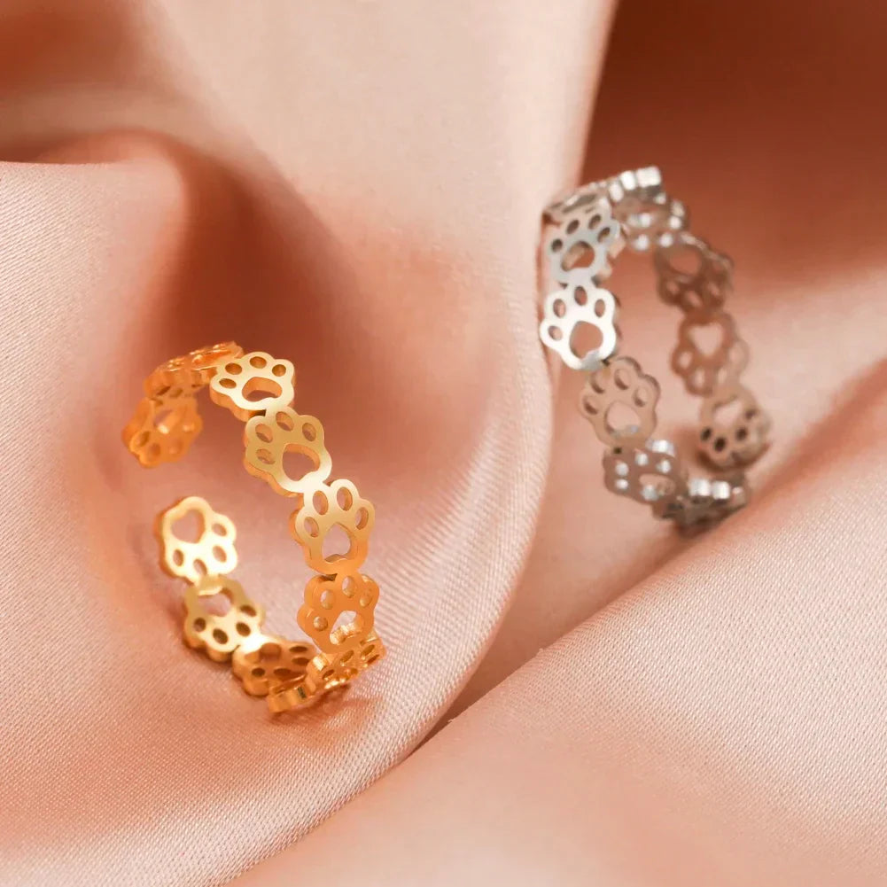 Verstellbarer Pfotenabdruckring – Aus Edelstahl