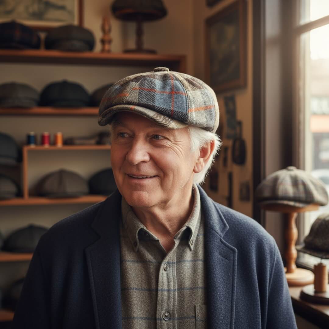 Kariertes Wollmischung Newsboy Cap | TOLEDO