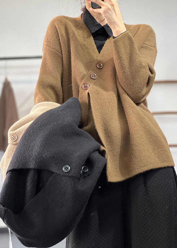 Stil Schokolade Asymmetrischer Dicke Kaschmir Strickpullover Winter