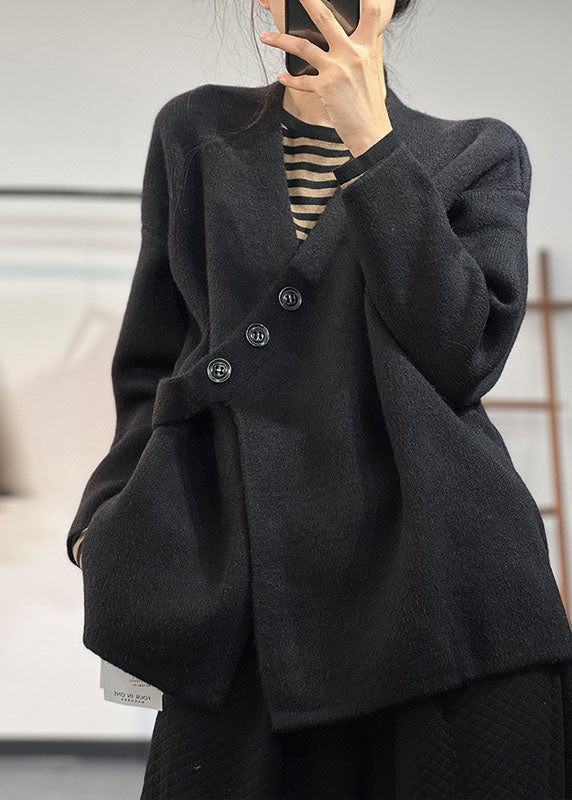 Stil Schokolade Asymmetrischer Dicke Kaschmir Strickpullover Winter