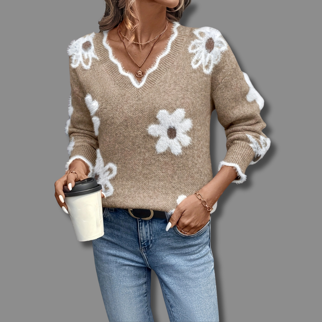 Xenia | Weicher Pullover mit Blumenmuster