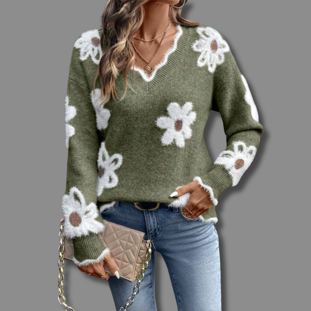 Xenia | Weicher Pullover mit Blumenmuster