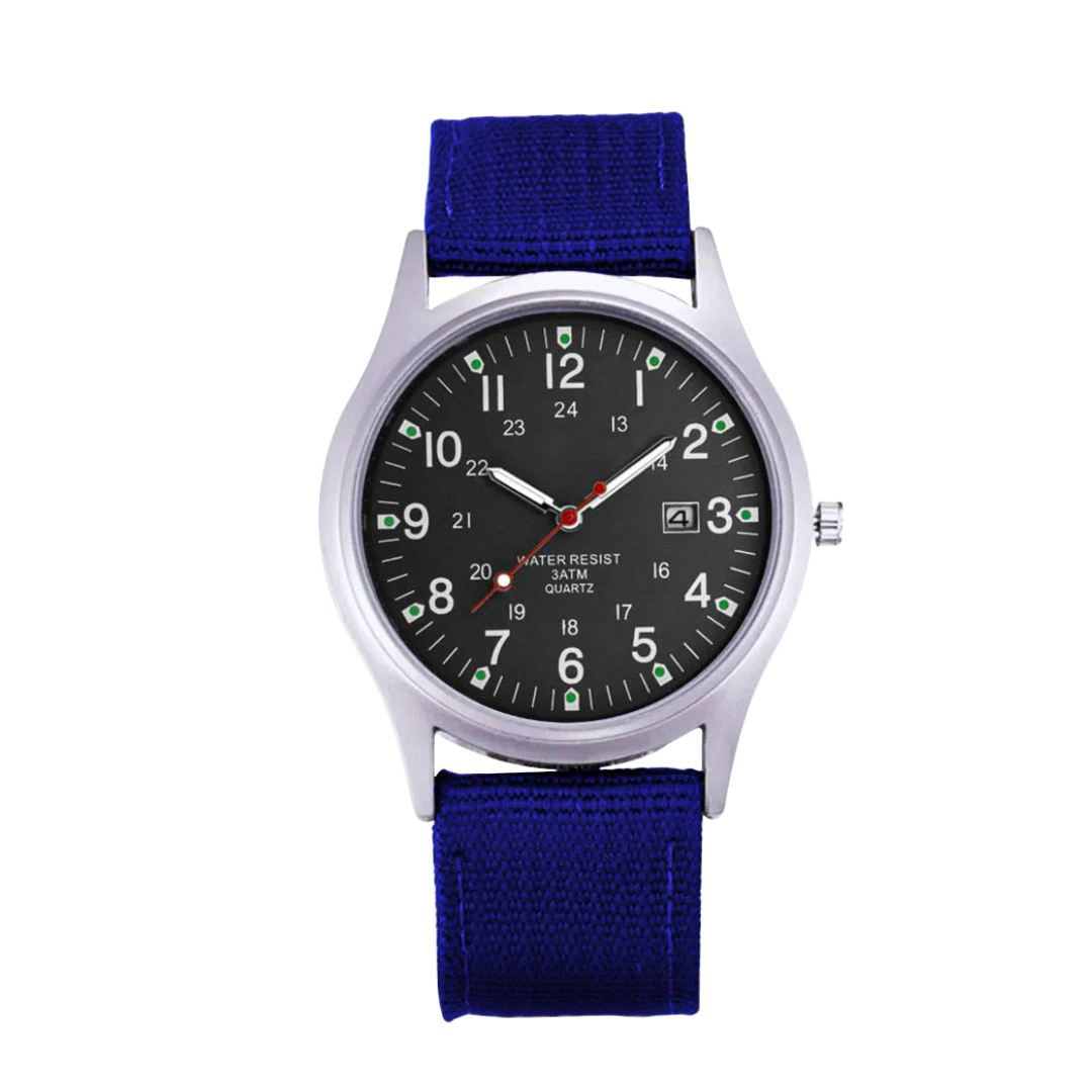 Mateo | Robuste Felduhr mit strapazierfähigem Canvas-Armband | 40mm