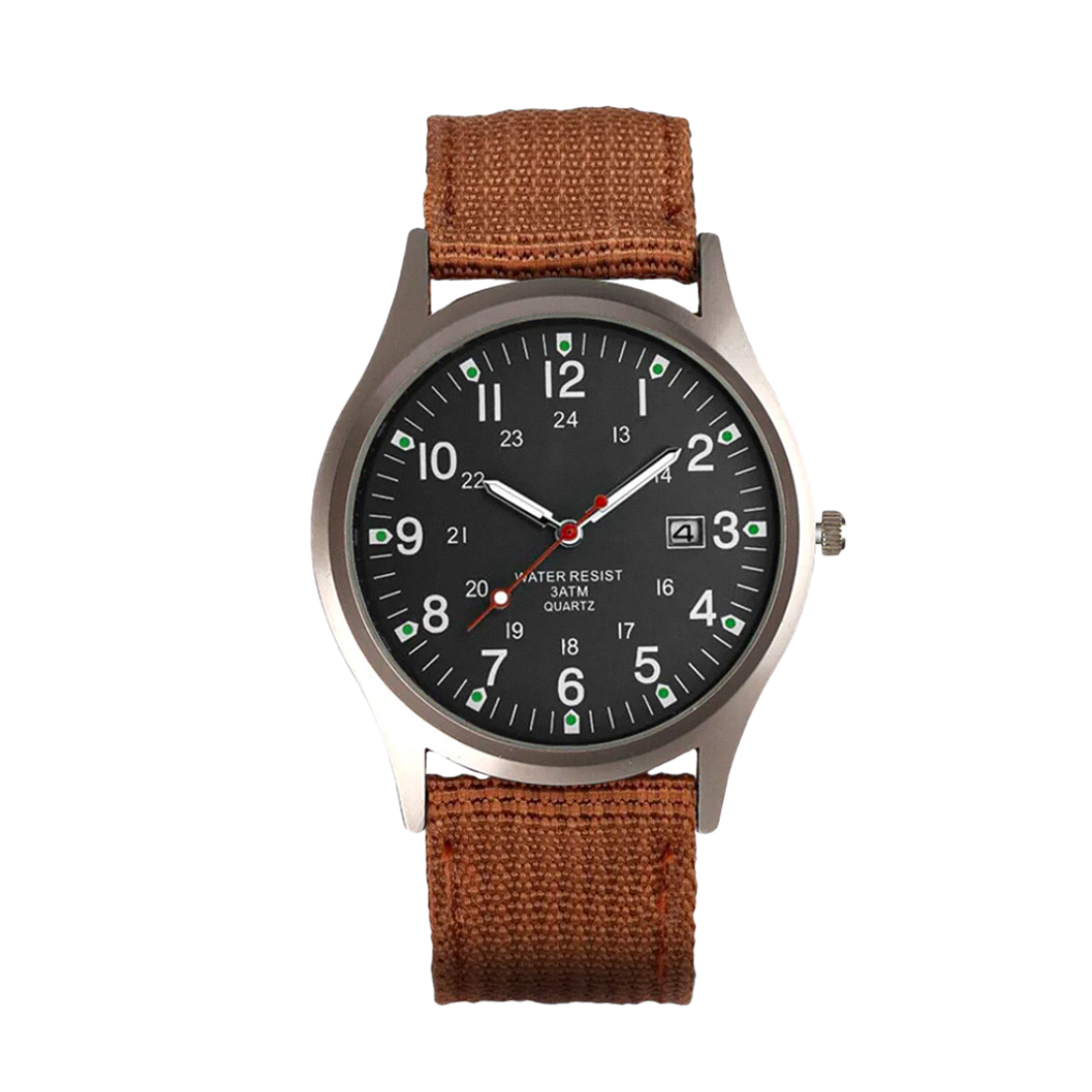 Mateo | Robuste Felduhr mit strapazierfähigem Canvas-Armband | 40mm