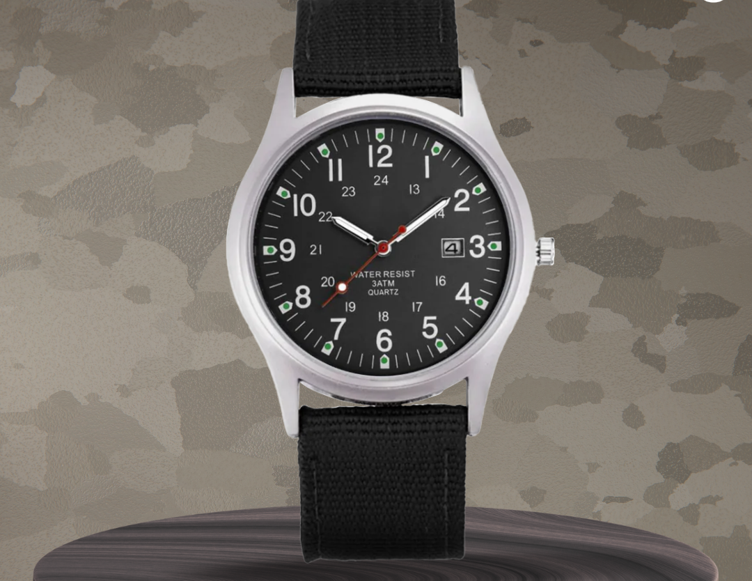 Mateo | Robuste Felduhr mit strapazierfähigem Canvas-Armband | 40mm