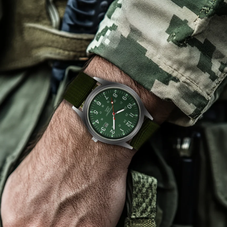 Mateo | Robuste Felduhr mit strapazierfähigem Canvas-Armband | 40mm