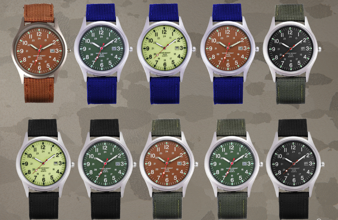 Mateo | Robuste Felduhr mit strapazierfähigem Canvas-Armband | 40mm