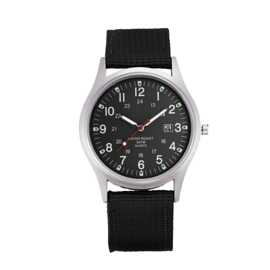 Mateo | Robuste Felduhr mit strapazierfähigem Canvas-Armband | 40mm