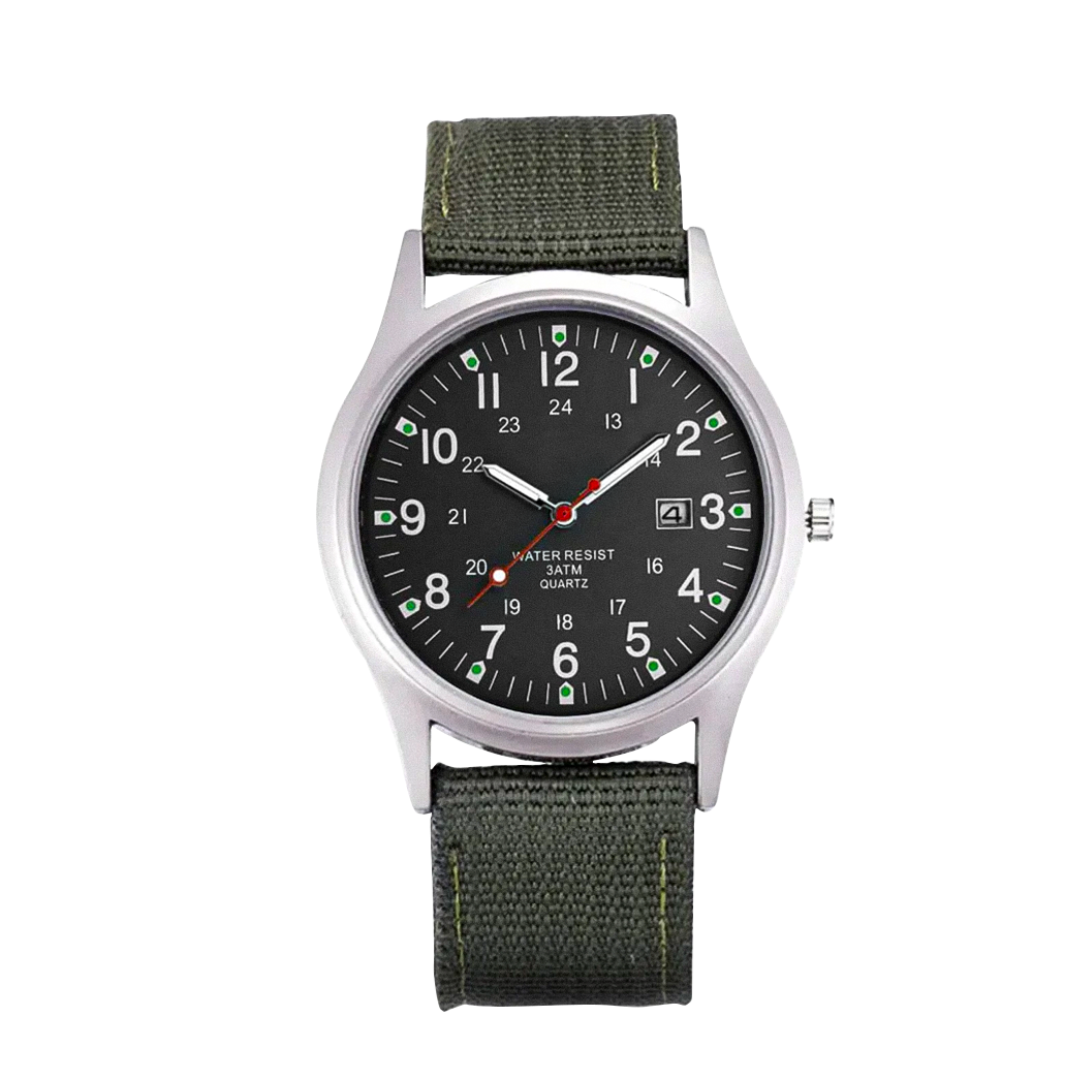Mateo | Robuste Felduhr mit strapazierfähigem Canvas-Armband | 40mm