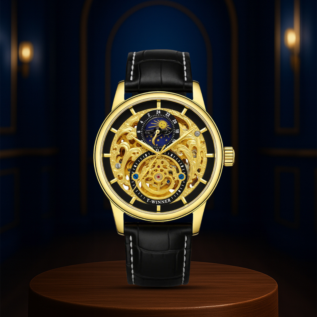 Blake | Mechanische Skelett-Uhr mit Mondphasenanzeige | 44mm