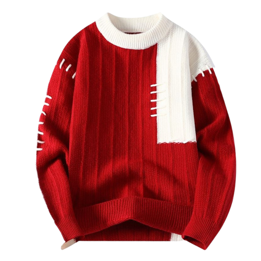 Zwei-Ton-Stichakzente Strickpullover