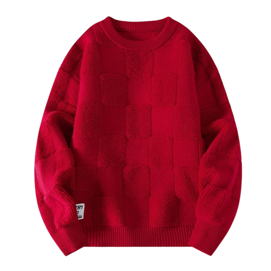 Einzigartiger Schachbrett-Strickpullover