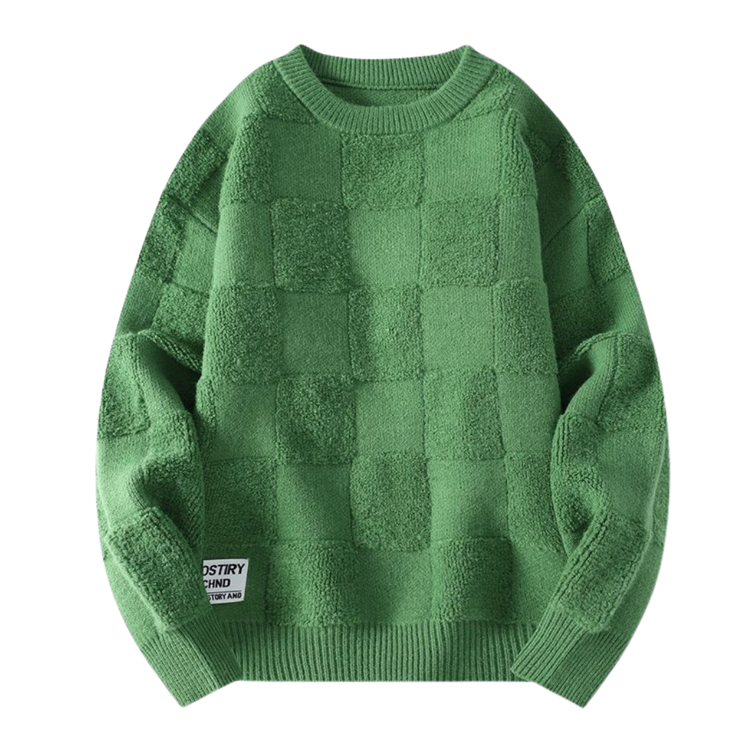 Einzigartiger Schachbrett-Strickpullover