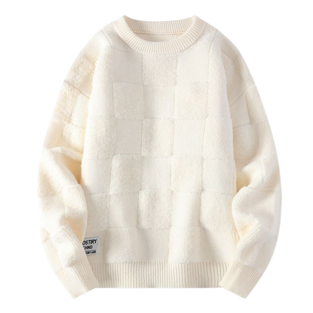 Einzigartiger Schachbrett-Strickpullover