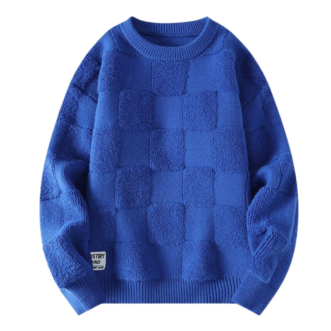 Einzigartiger Schachbrett-Strickpullover