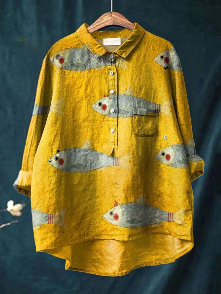 Marina | Verspielt Fischmuster-Shirt