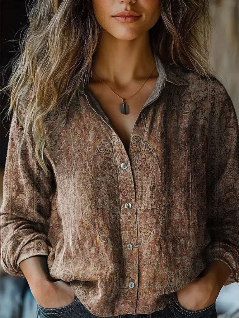 SARAH RETRO LANGARM BLOUSE